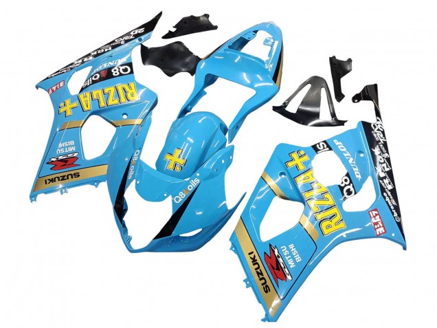 2003-2004 Suzuki GSXR 1000 Motorcycle Fairings - Light Blue Yellow Black Rizla Motul