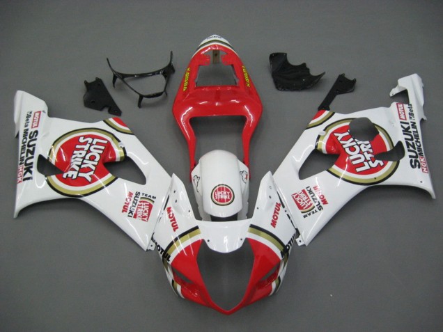 2003-2004 Suzuki GSXR 1000 Motorcycle Fairings - White Red Motul Lucky Strike