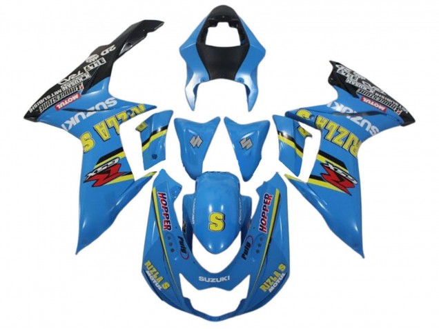 2011-2024 Suzuki GSXR 600 / GSXR 750 Motorcycle Fairings - Blue Yellow Black Rizla