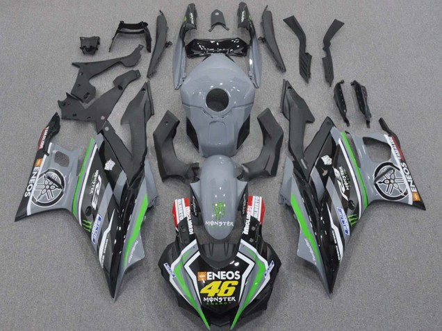 2015-2018 Yamaha YZF R3/R25 Motorcycle Fairings - Nardo Grey Green Black ENEOS Monster 46