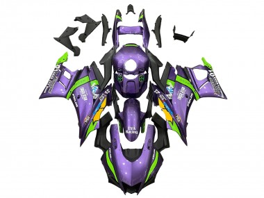 2022-2024 Yamaha YZF R3/R25 Motorcycle Fairings - Purple Green Yellow Trick Star EVA Racing 21