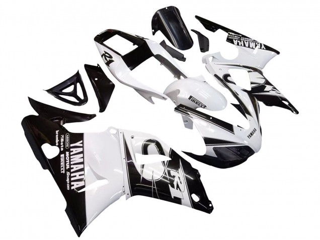 1998-1999 Yamaha YZF 1000 R1 Motorcycle Fairings - White Glossy Black