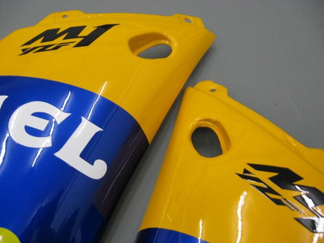 2000-2001 Yamaha YZF 1000 R1 Motorcycle Fairings - White Yellow Blue Motul Camel