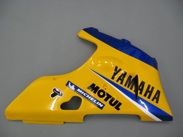 2000-2001 Yamaha YZF 1000 R1 Motorcycle Fairings - White Yellow Blue Motul Camel
