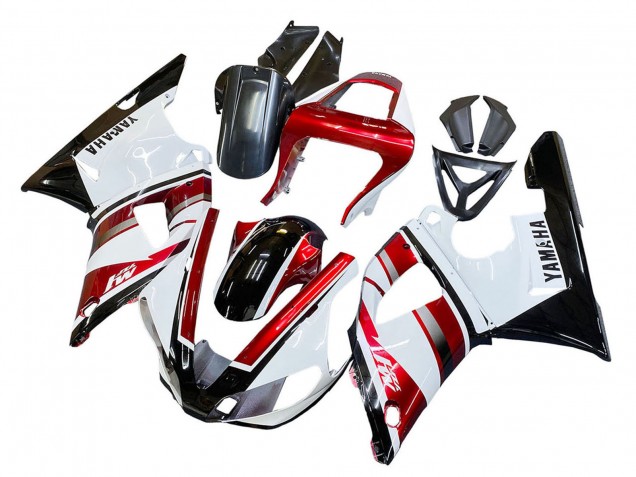 2000-2001 Yamaha YZF 1000 R1 Motorcycle Fairing - Red White Glossy Black