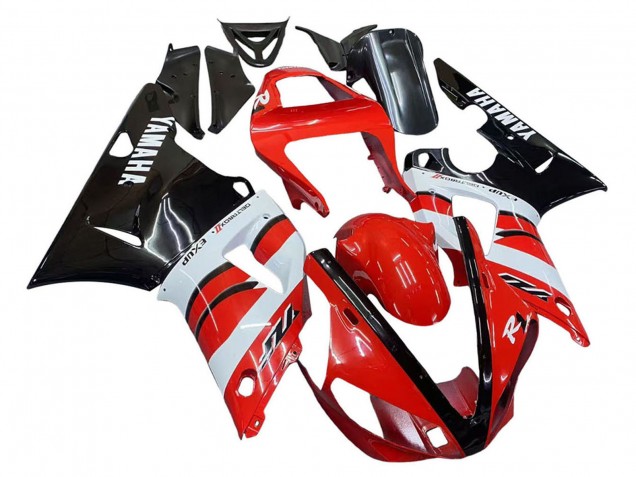 2000-2001 Yamaha YZF 1000 R1 Motorcycle Fairings - Red White Glossy Black