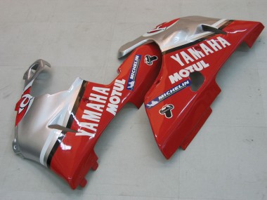 2000-2001 Yamaha YZF 1000 R1 Motorcycle Fairings - Silver Red Fortuna Motul
