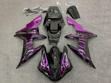 2002-2003 Yamaha YZF 1000 R1 Motorcycle Fairings - Glossy Black Purple Flame