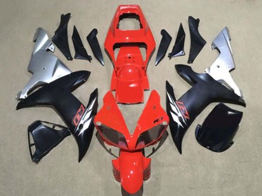 2002-2003 Yamaha YZF 1000 R1 Motorcycle Fairings - Red Silver Matte Black
