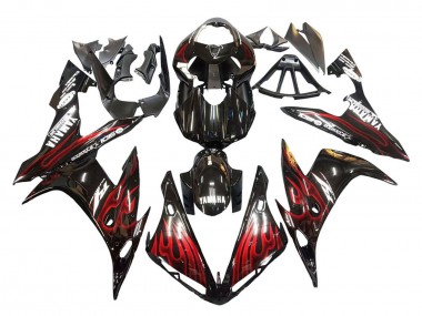 2004-2006 Yamaha YZF 1000 R1 Motorcycle Fairings - Glossy Black Red Flame