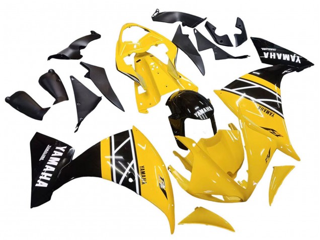 2009-2011 Yamaha YZF 1000 R1 Motorcycle Fairing Kits - Yellow White Black Stripe