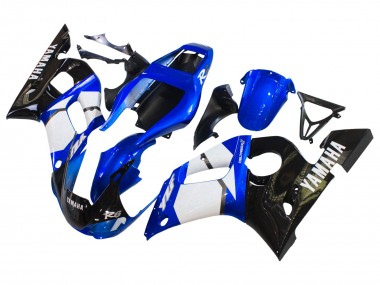 1998-2002 Yamaha YZF 600 R6 Motorcycle Fairings - White Blue Glossy Black