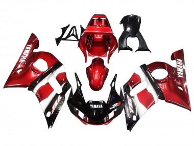 1998-2002 Yamaha YZF 600 R6 Motorcycle Fairings - Red White Glossy Black