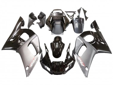 1998-2002 Yamaha YZF 600 R6 Motorcycle Fairings - Silver Glossy Black