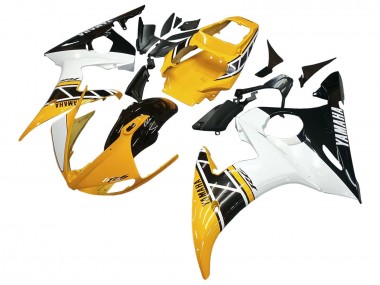 2006-2009 Yamaha YZF R6S Motorcycle Fairings - Yellow White Glossy Black