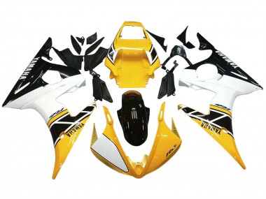 2006-2009 Yamaha YZF R6S Motorcycle Fairings - Yellow White Glossy Black