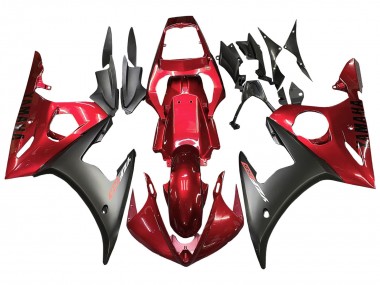 2003-2004 Yamaha YZF R6 Motorcycle Fairing Kits - Red Matte Black