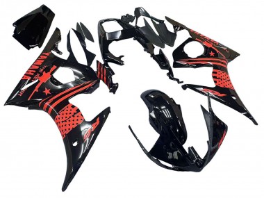 2003-2004 Yamaha YZF R6 Motorcycle Fairing - Glossy Black Red