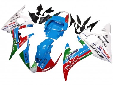 2005 Yamaha YZF 600 R6 Motorcycle Fairings - Light Blue White Green Red Kastinee Dunlop Motul