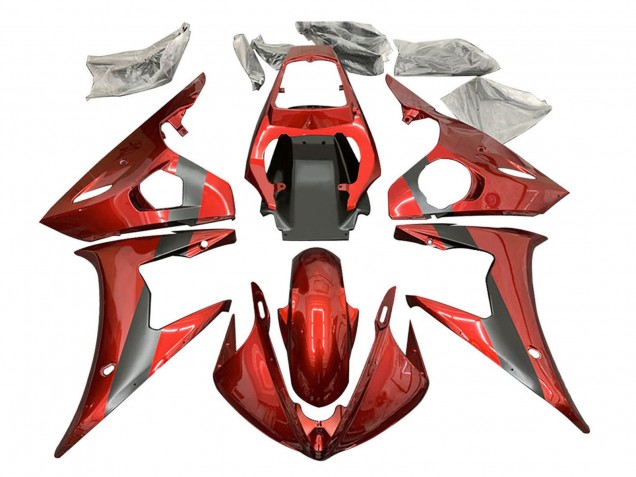 2005 Yamaha YZF 600 R6 Motorcycle Fairings - Red Matte Black