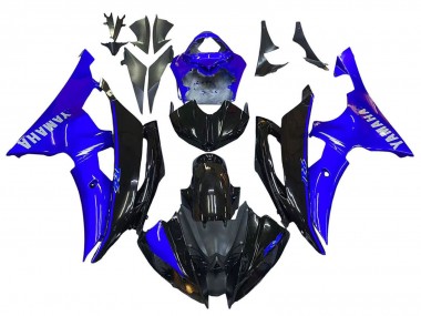 2008-2016 Yamaha YZF 600 R6 Motorcycle Fairings - Blue Glossy Black