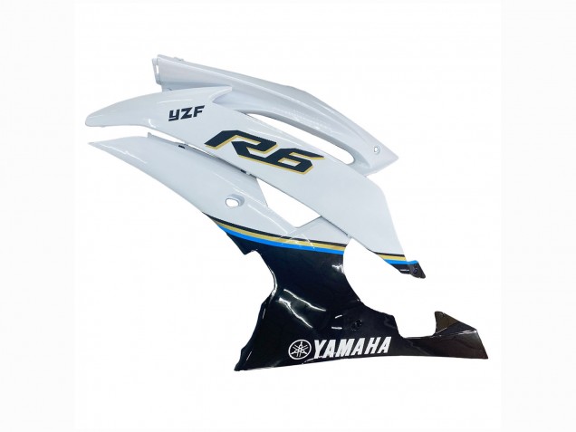 2008-2016 Yamaha YZF 600 R6 Motorcycle Fairing - White Blue Glossy Black
