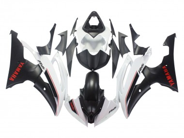 2008-2016 Yamaha YZF 600 R6 Motorcycle Fairings - White Matte Black Red Decals