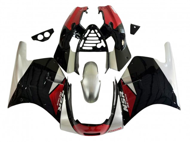 1988-1989 Honda NSR250R Motorcycle Fairings - Silver Red Glossy Black