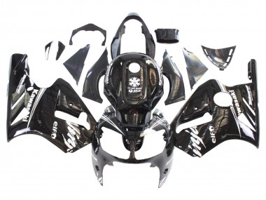 2000-2001 Kawasaki ZX12R Motorcycle Fairings - Glossy Black White Elf Snow