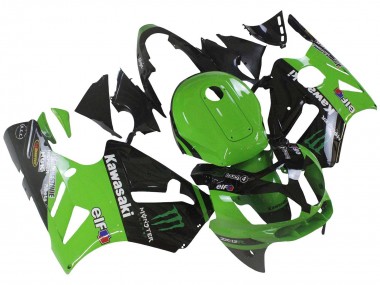 2002-2006 Kawasaki ZX12R Motorcycle Fairing - Green Glossy Black Elf Touch4 Monster