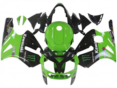 2002-2006 Kawasaki ZX12R Motorcycle Fairing - Green Glossy Black Elf Touch4 Monster