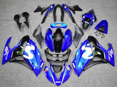 2015-2018 Yamaha YZF R3 Motorcycle Fairings - Blue Black Green Monster