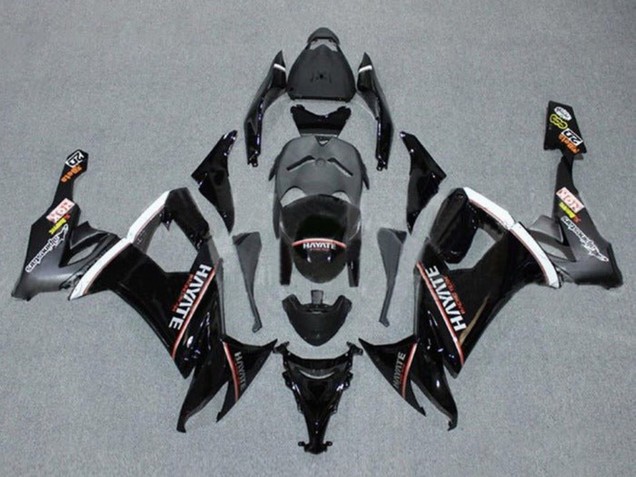 2008-2010 Kawasaki ZX10R Motorcycle Fairings - Glossy Black Red White Hayate