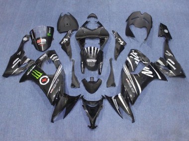 2008-2010 Kawasaki ZX10R Motorcycle Fairings - Black White Green Monster