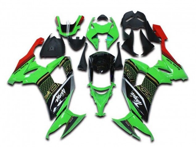 2008-2010 Kawasaki ZX10R Motorcycle Fairings - Green Black Red White Honeycomb