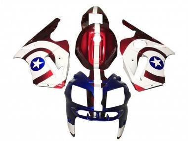 2000-2001 Kawasaki ZX12R Motorcycle Fairings - Candy Red White Blue Captain America
