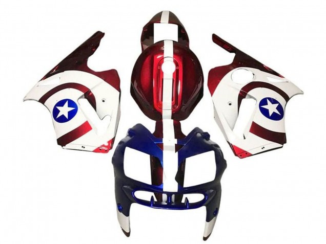 2000-2001 Kawasaki ZX12R Motorcycle Fairings - Candy Red White Blue Captain America
