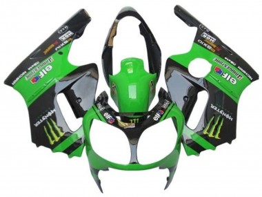 2000-2001 Kawasaki ZX12R Motorcycle Fairings - Green Black Yellow Elf Monster