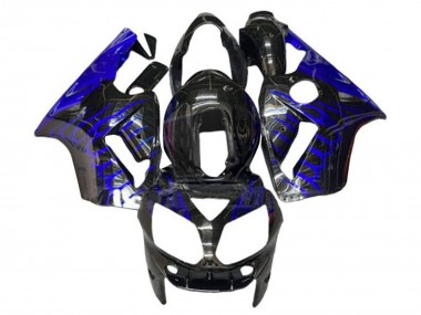 2002-2006 Kawasaki ZX12R Motorcycle Fairings - Glossy Black Blue Flame