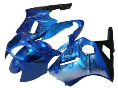 2002-2006 Kawasaki ZX12R Motorcycle Fairings - Blue Flame Black