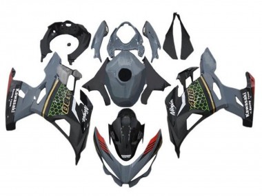 2018-2024 Kawasaki Ninja 400 Motorcycle Fairings - Grey Black Red Honeycomb