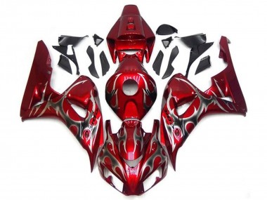 2006-2007 Honda CBR1000RR Motorcycle Fairings - Red Silver Tribal