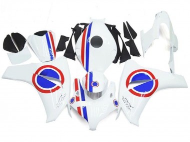 2008-2011 Honda CBR1000RR Motorcycle Fairings - White Red Blue Stripe