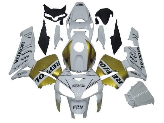 2005-2006 Honda CBR600RR Motorcycle Fairings - White Gold Repsol