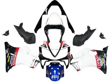2001-2003 Honda CBR600 F4i Motorcycle Fairings - White Blue Red Glossy Black DENSO Star