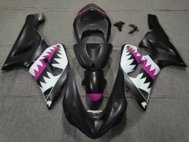 2005-2006 Kawasaki ZX6R Motorcycle Fairings - Matte Black White Pink Shark