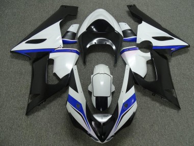 2005-2006 Kawasaki ZX6R Motorcycle Fairings - White Black Blue
