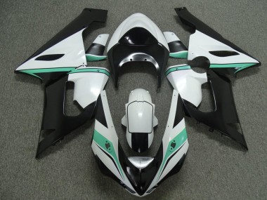 2005-2006 Kawasaki ZX6R Motorcycle Fairings - White Black Green