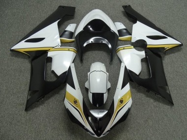 2005-2006 Kawasaki ZX6R Motorcycle Fairings - White Black Yellow