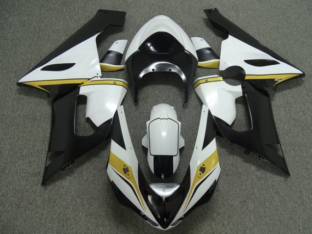 2005-2006 Kawasaki ZX6R Motorcycle Fairings - White Black Yellow